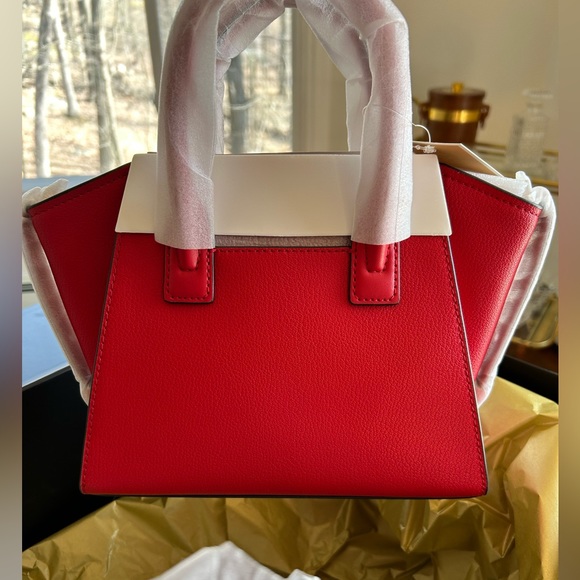 NWT Michael Kors Avril Small Top-Zip Satchel Bright Red - Picture 11 of 15